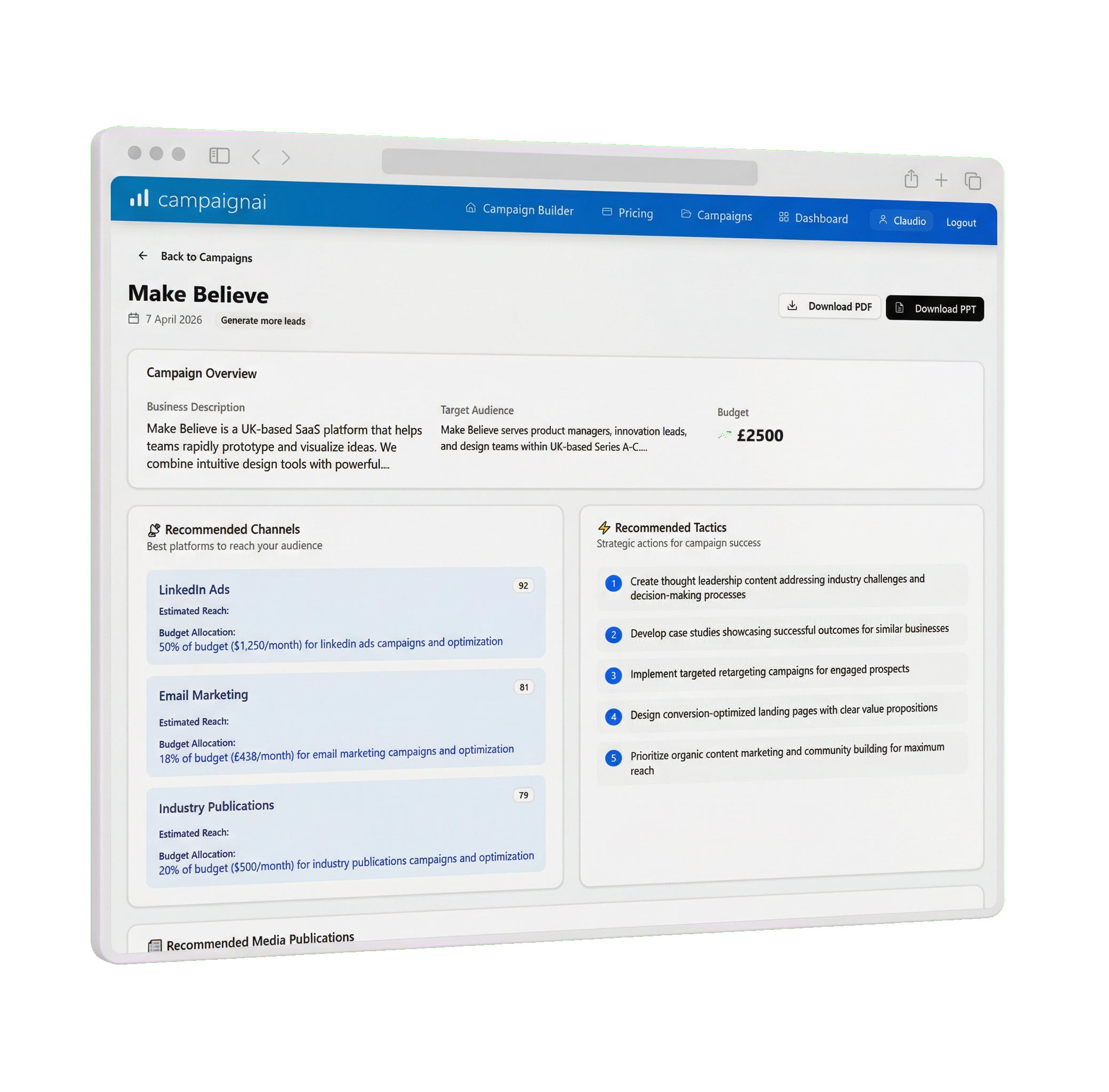 Campaignai final left tilt transparent